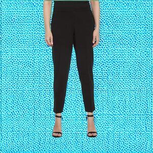 ZAC & RACHEL Black Slim Leg Ankle Pants Ruffled Trim Front Pockets Stretch Sz 10